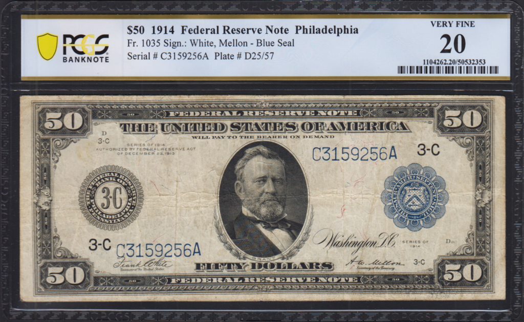 1914 $50 Federal Reserve Note Front Obverse