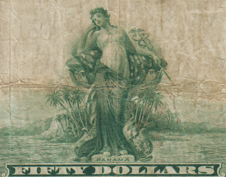 1914 $50 Federal Reserve Note Labor and Plenty Vignette Panama